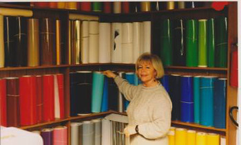 Marie Byrne with the wonderful range of colour vinyls  for cut graphics in 1995!